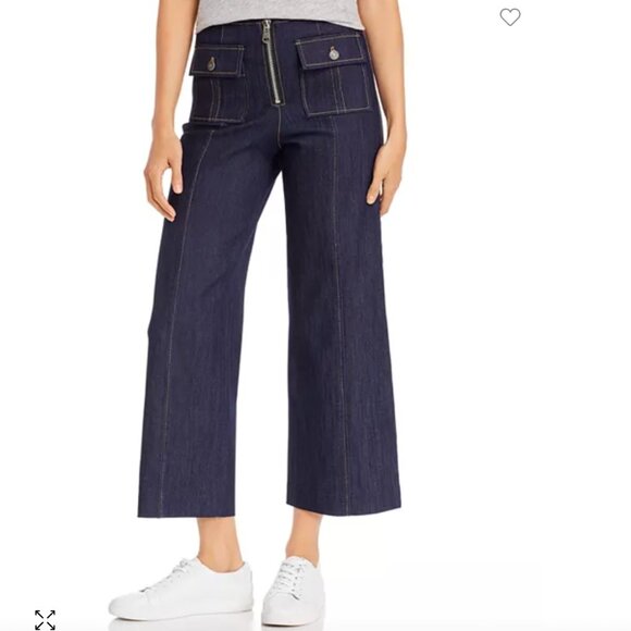 CINQ A SEPT Cropped wide leg Azure Jeans in Indigo - Picture 1 of 13